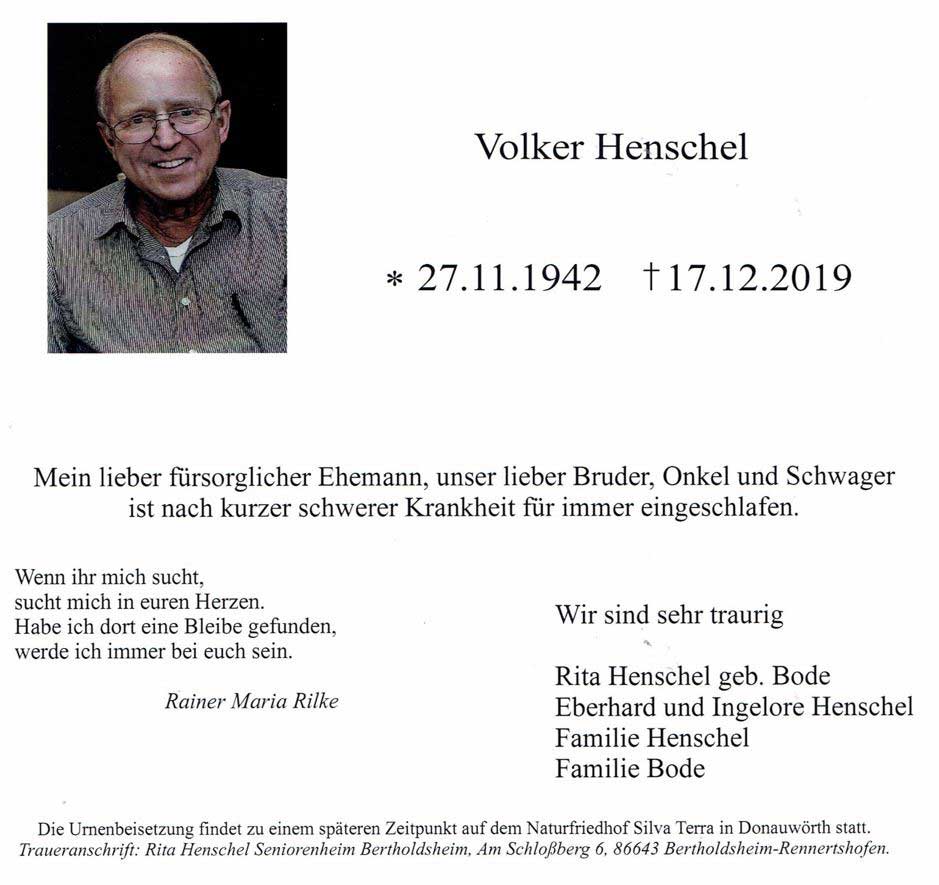 Volker Henschel, 17. Dezember 2019